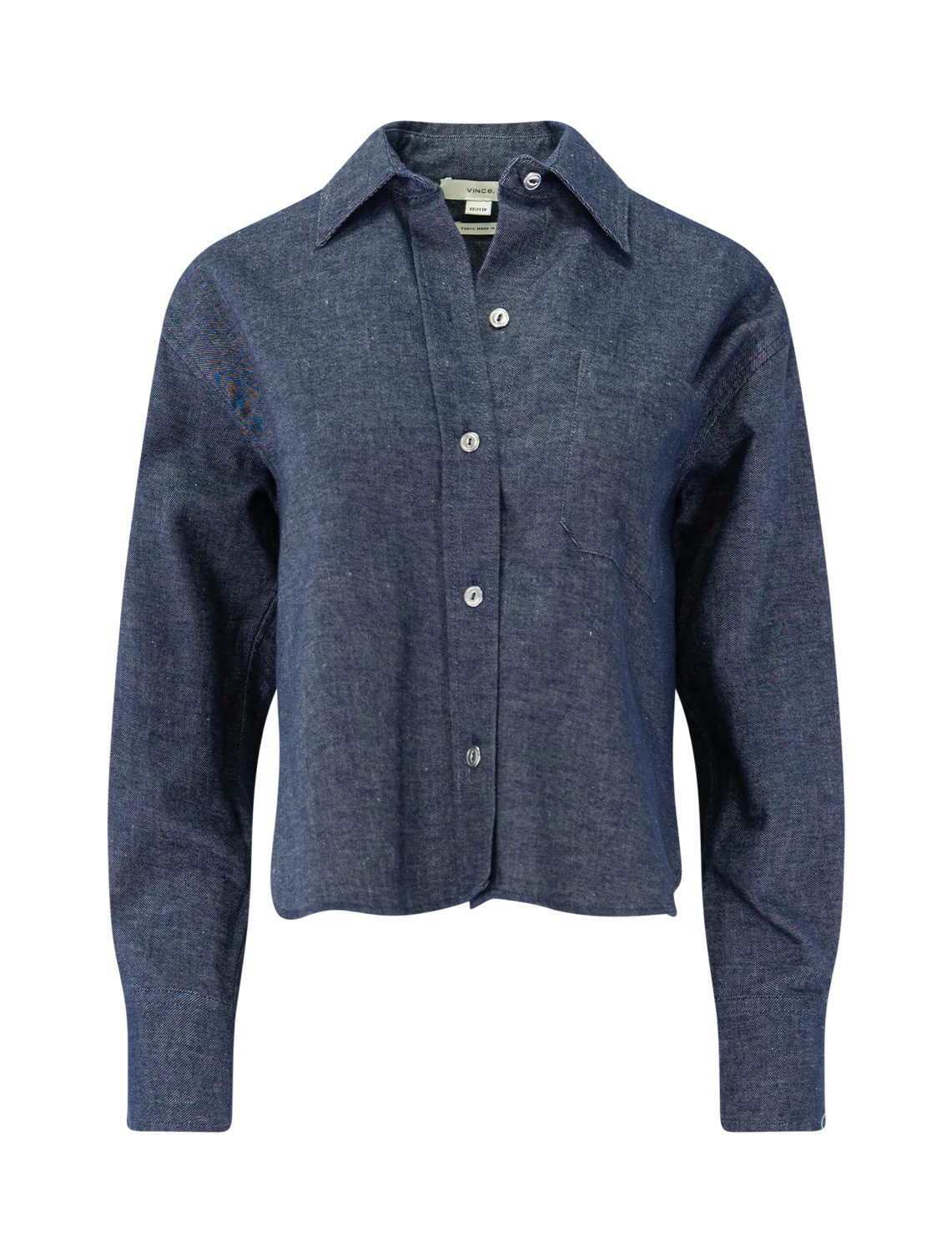 cropped long-sleeve shirt in indigo