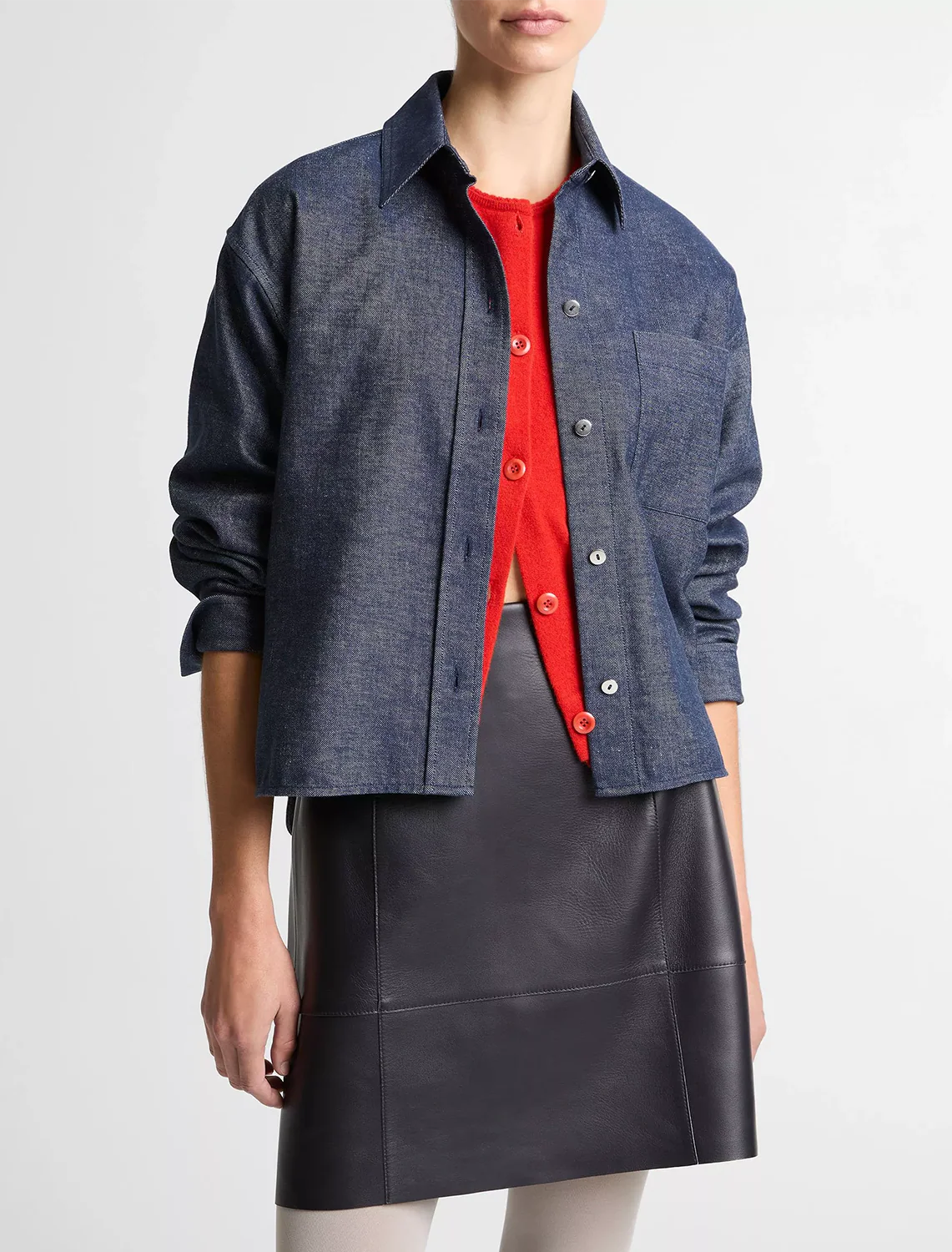 cropped long-sleeve shirt in indigo - Image 2