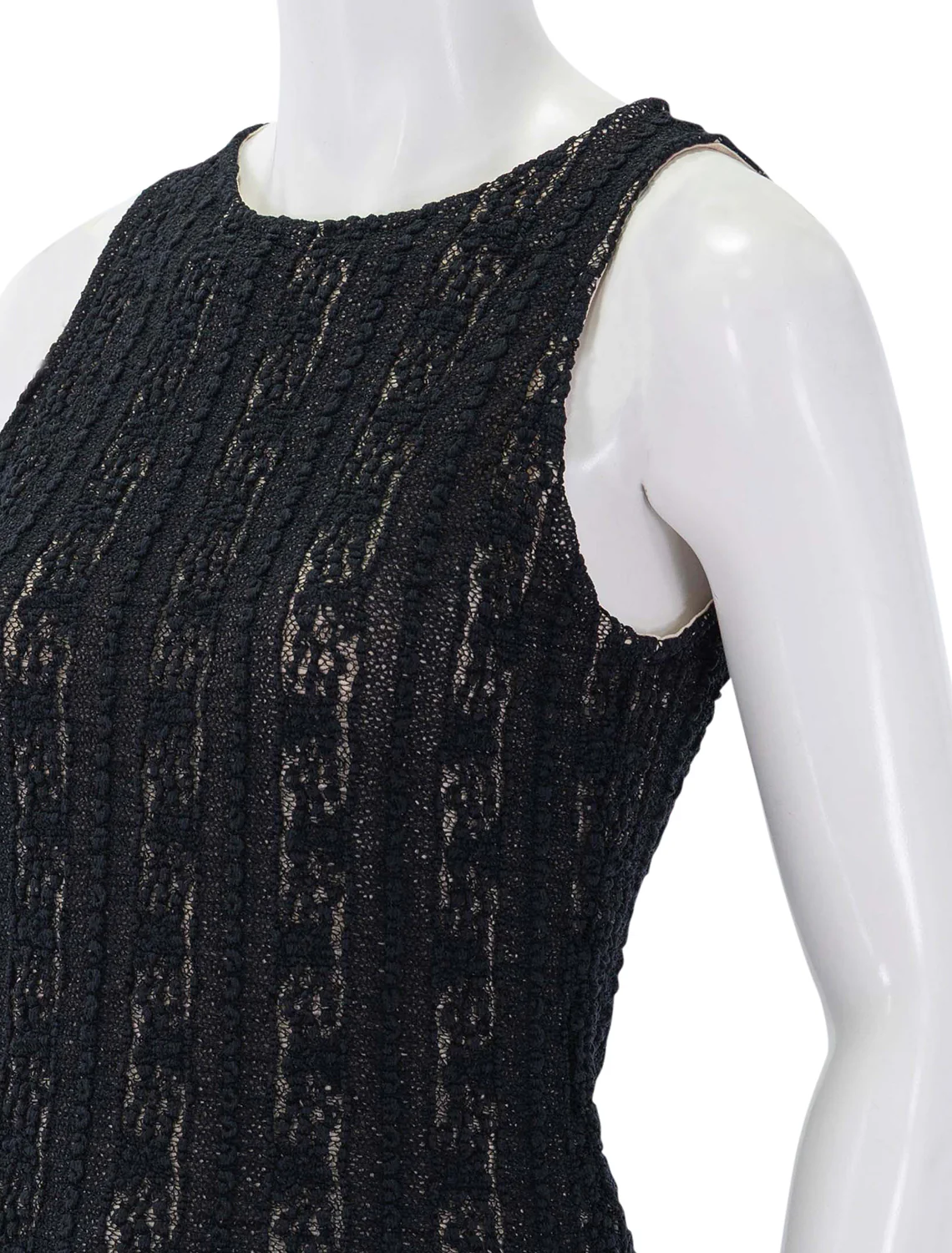 high neck shell in black textured lace - Image 3