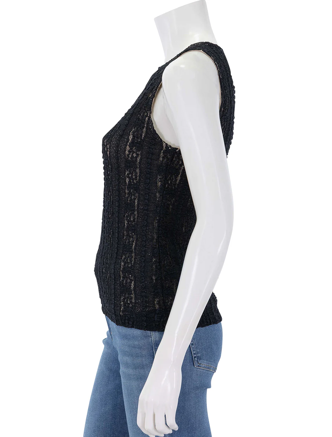 high neck shell in black textured lace - Image 4