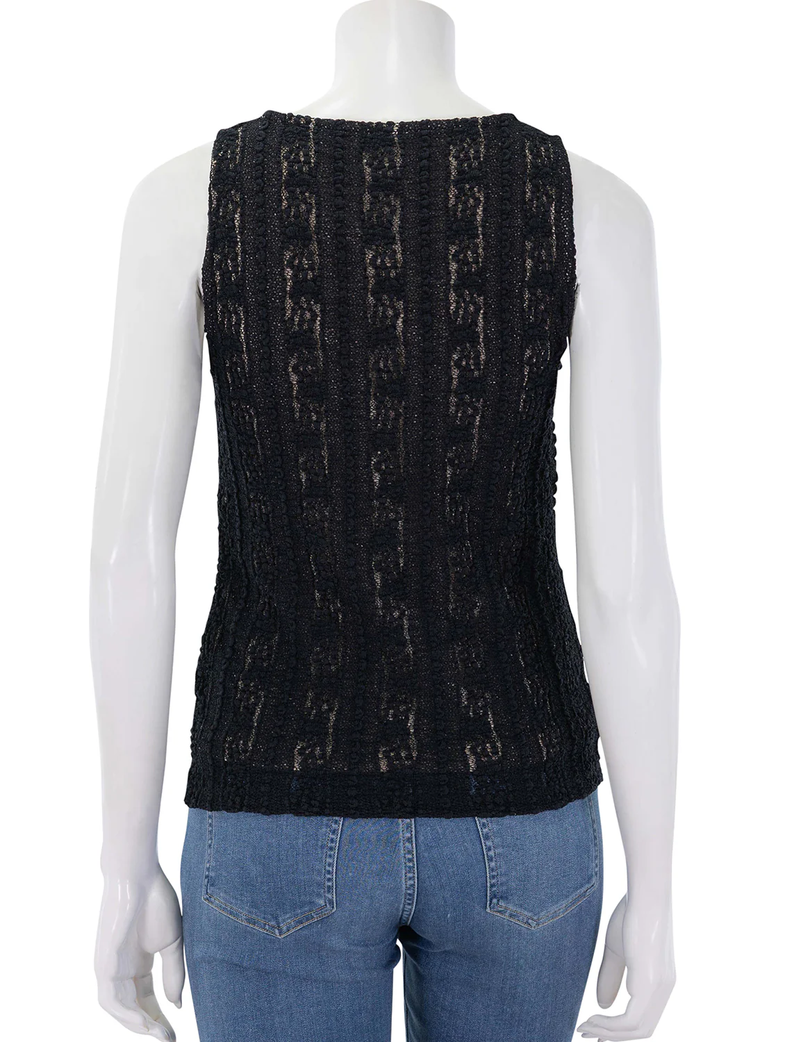 high neck shell in black textured lace - Image 5
