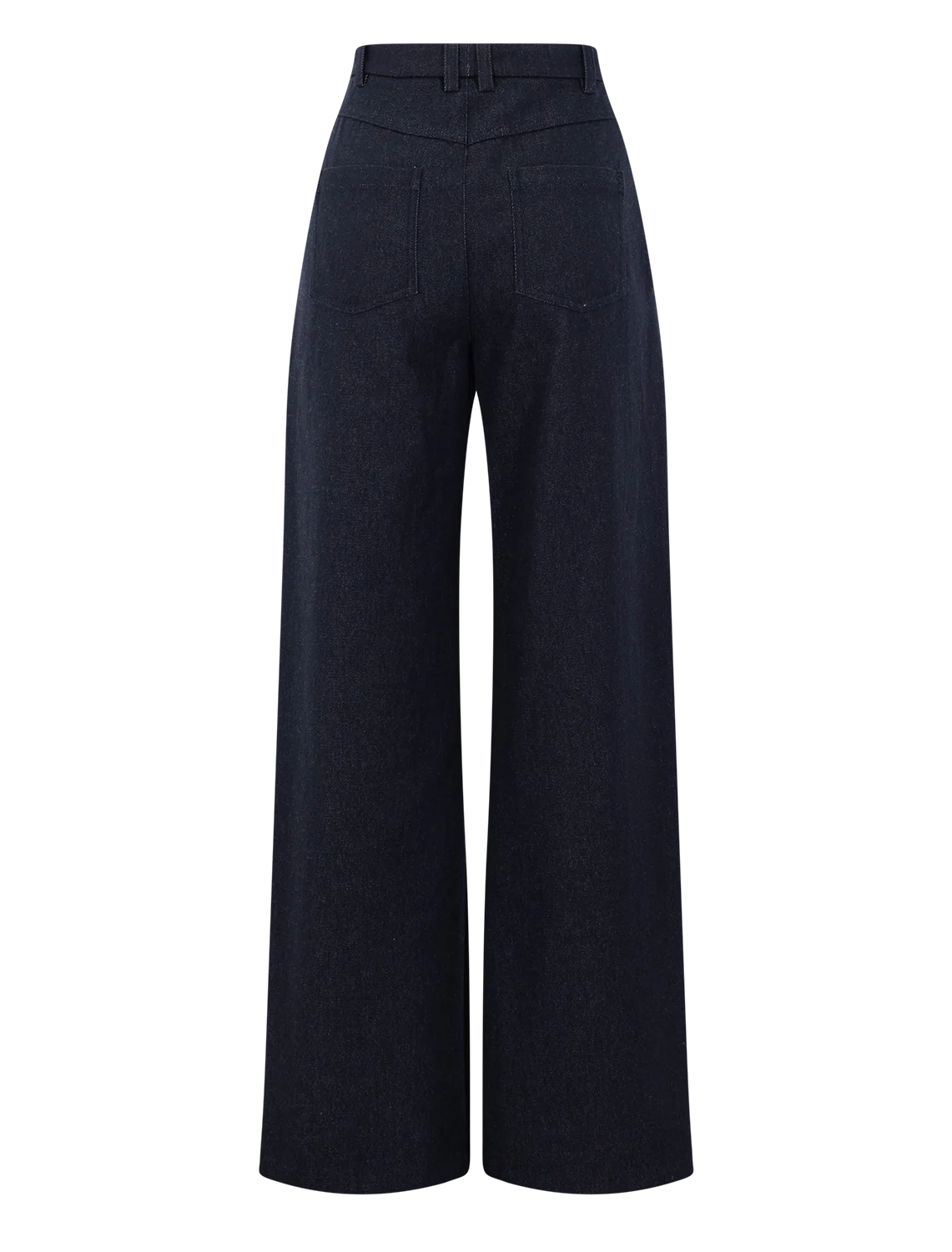high waist cotton twill wide leg trouser in deep indigo - Image 3