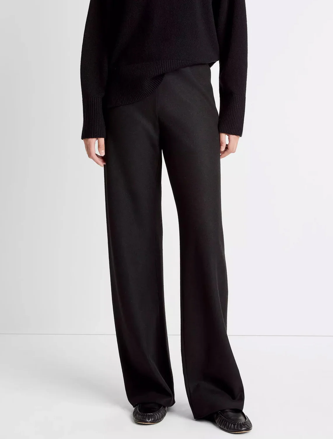 high waist wool blend bias pant in black - Image 2