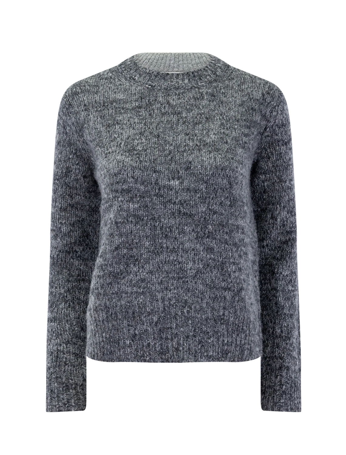 marled crew neck sweater in medium heather grey