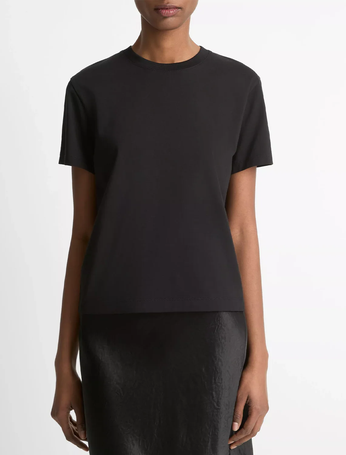 pima cotton crew neck t-shirt in black - Image 2