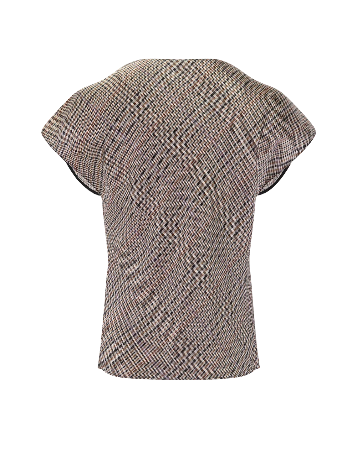 pressed plaid cowl neck cap sleeve blouse - Image 3