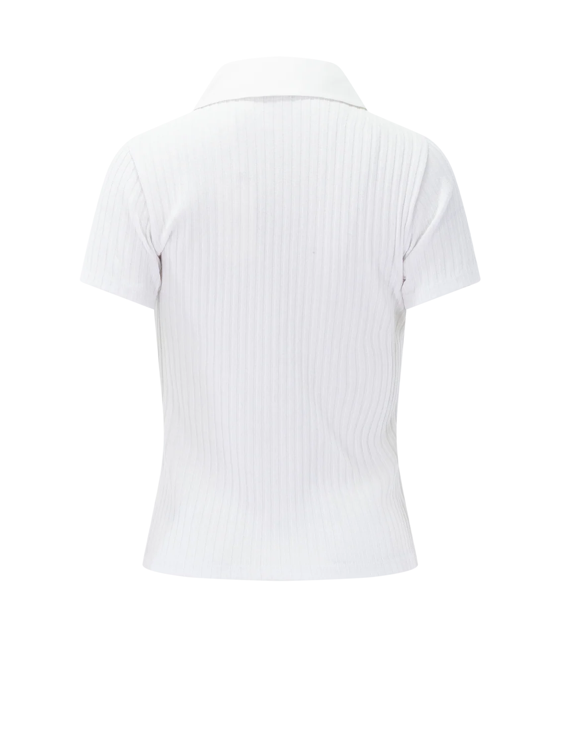 rib short sleeve polo in white - Image 3