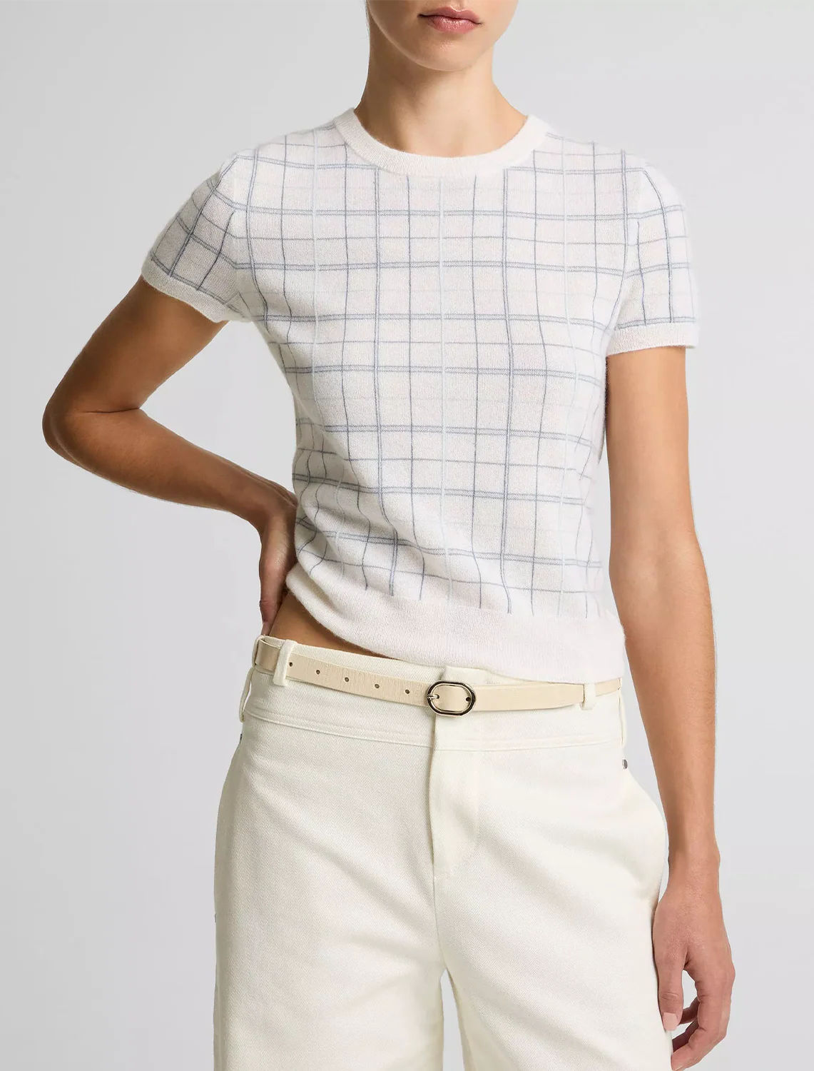 short-sleeve crew in lagoon plaid - Image 2