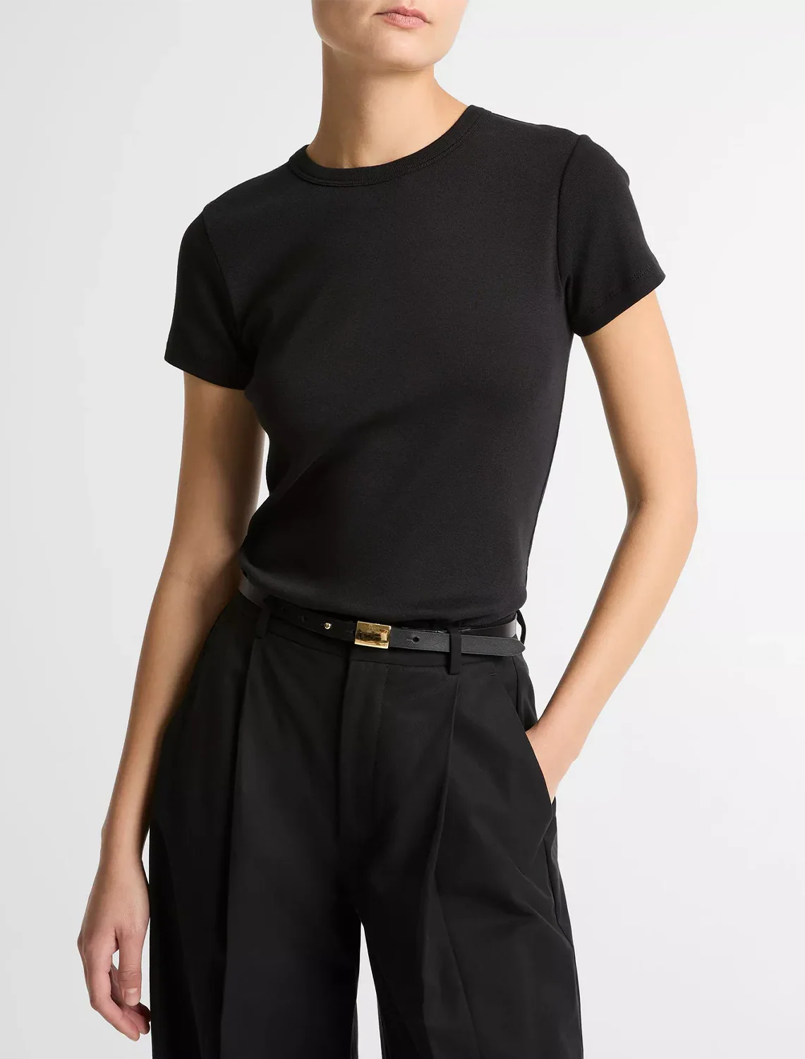 pima cotton-blend '90s shrunken t-shirt in black - Image 2