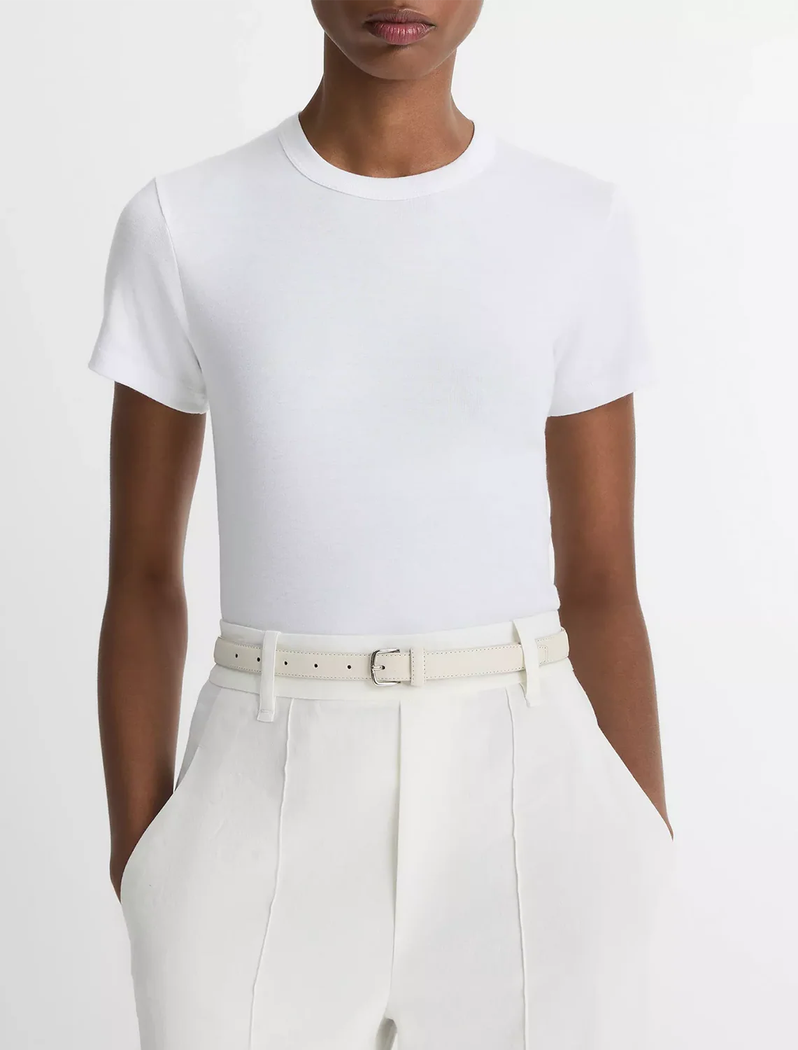 pima cotton-blend '90s shrunken t-shirt in optic white - Image 2