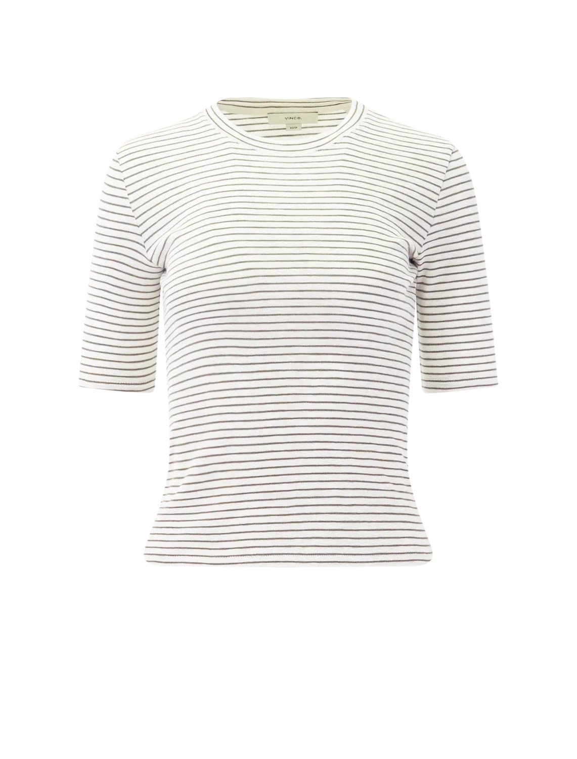 striped elbow sleeve crew in tapenade combo