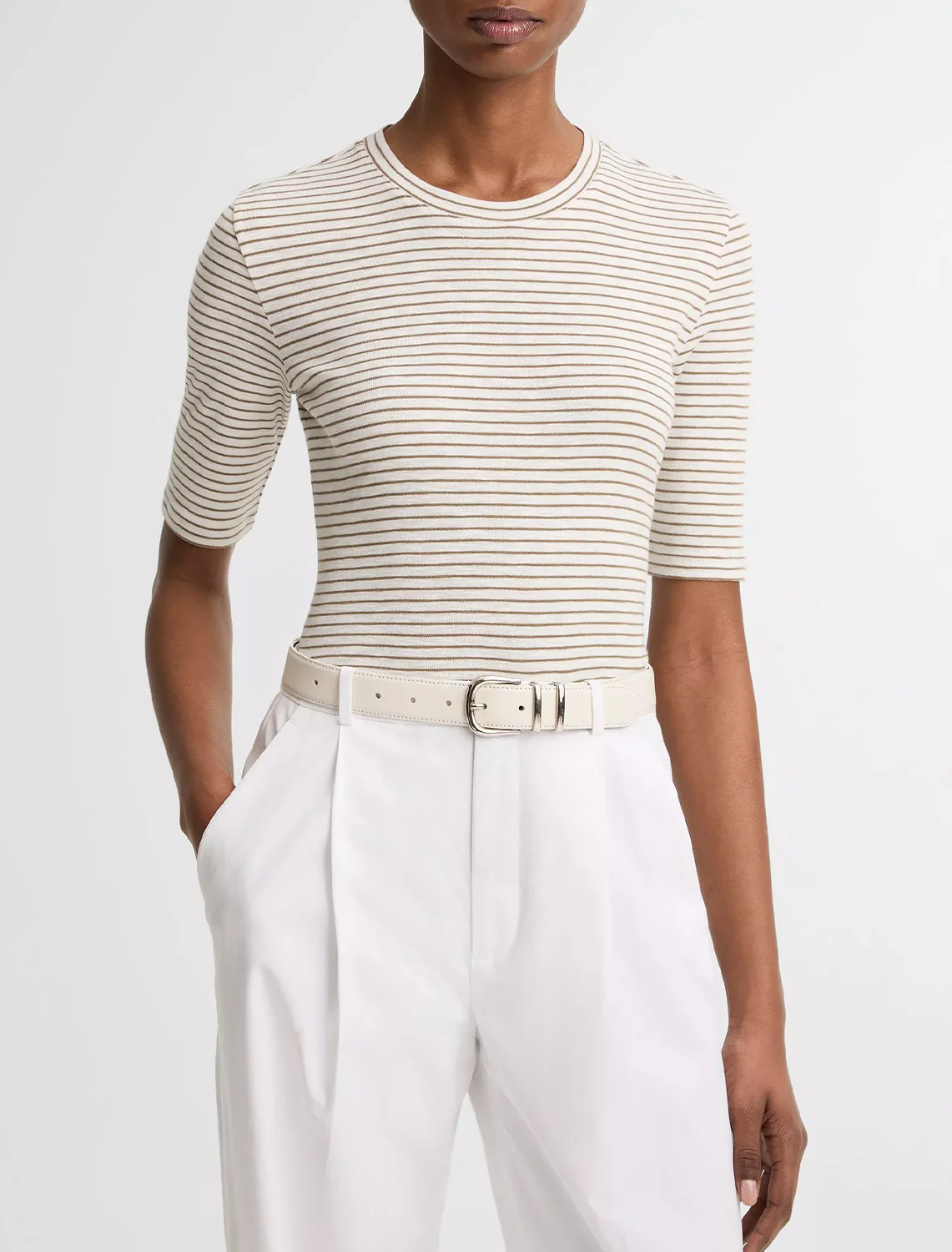 striped elbow sleeve crew in tapenade combo - Image 2