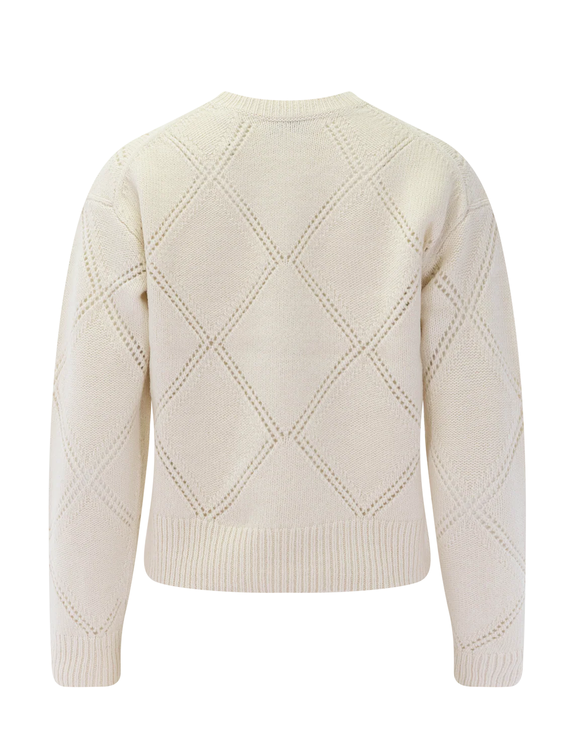 textured argyle sweater in cream - Image 3