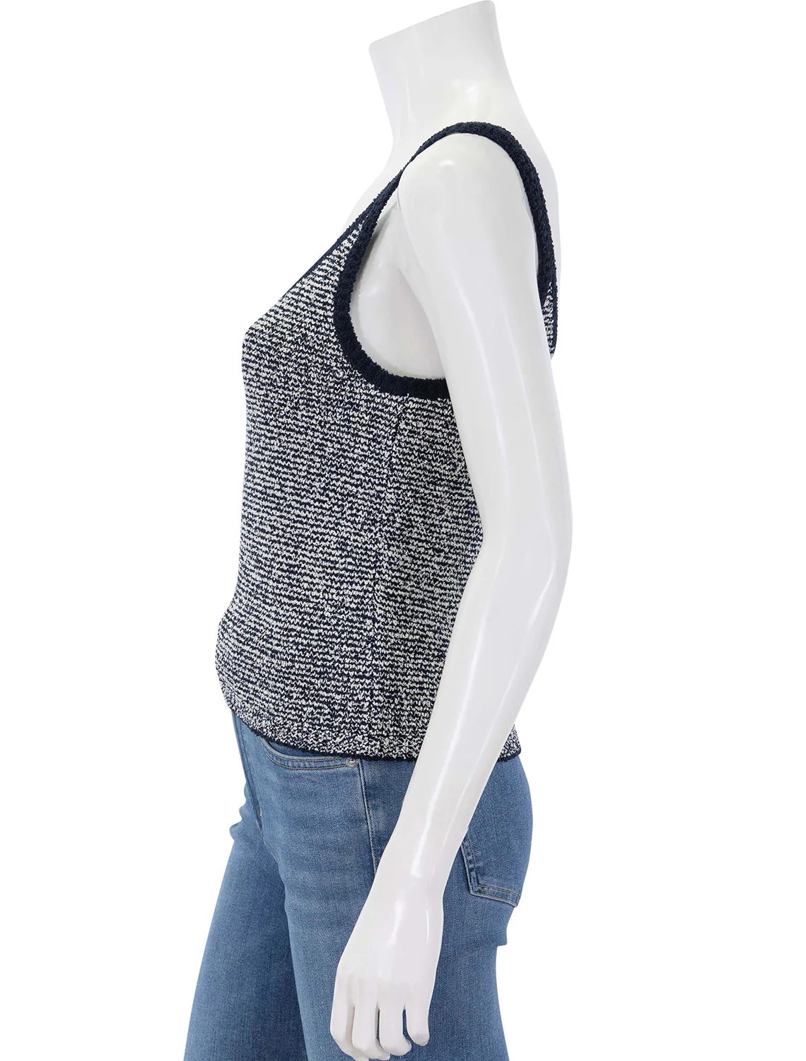 textured micro stripe tank in coastal and oat - Image 4
