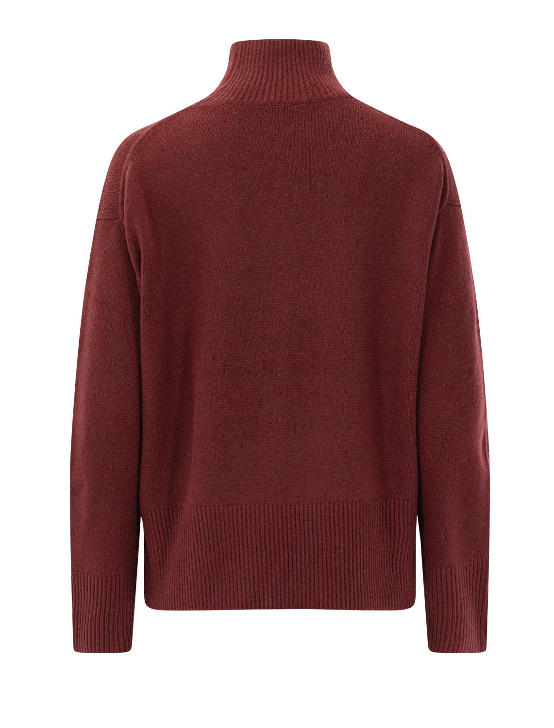 wool-cashmere side slit turtleneck sweater in bordeaux - Image 3