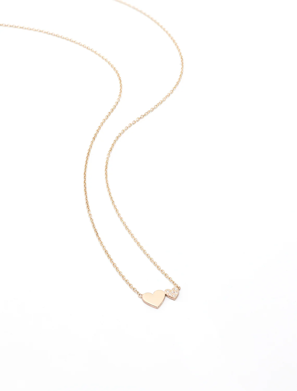 14k mixed midi & itty bitty pave diamond heart necklace | 16-17-18" - Image 3