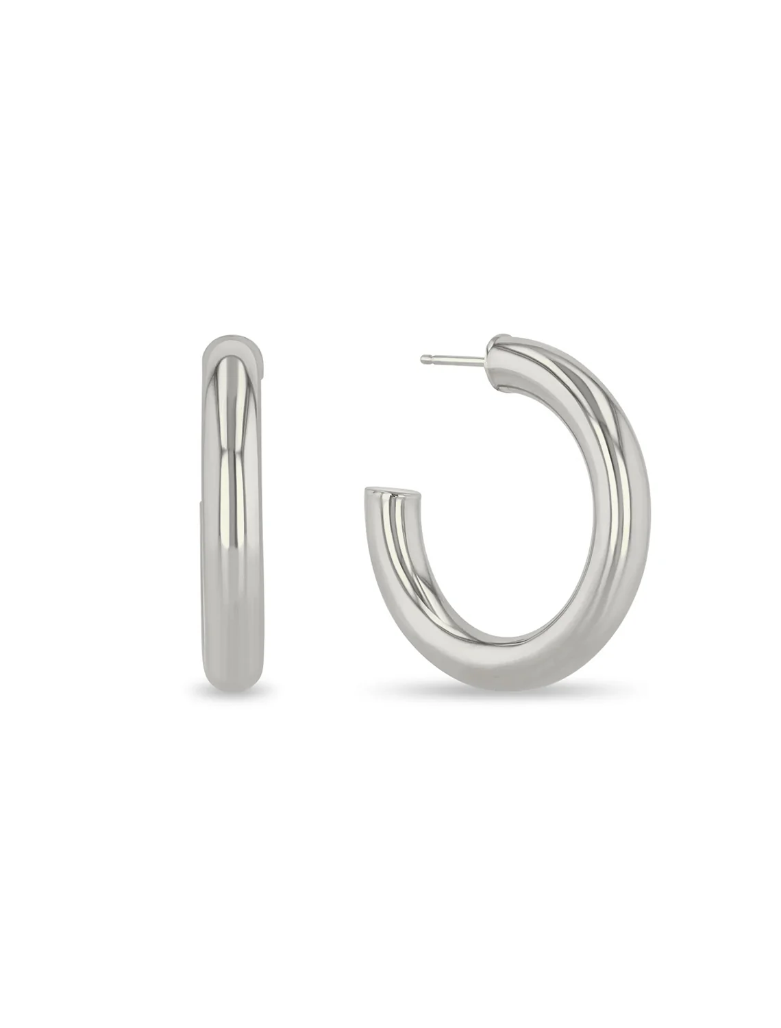 medium tube hoops in white gold
